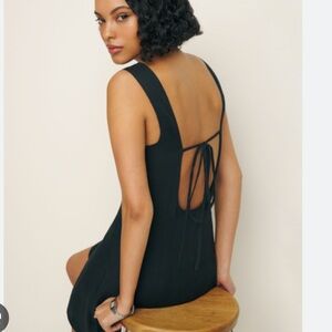Black linen mini dress